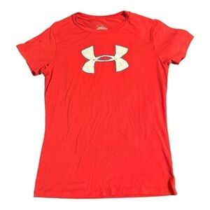 Under Armour Orange Heat Gear Tee, Size Small